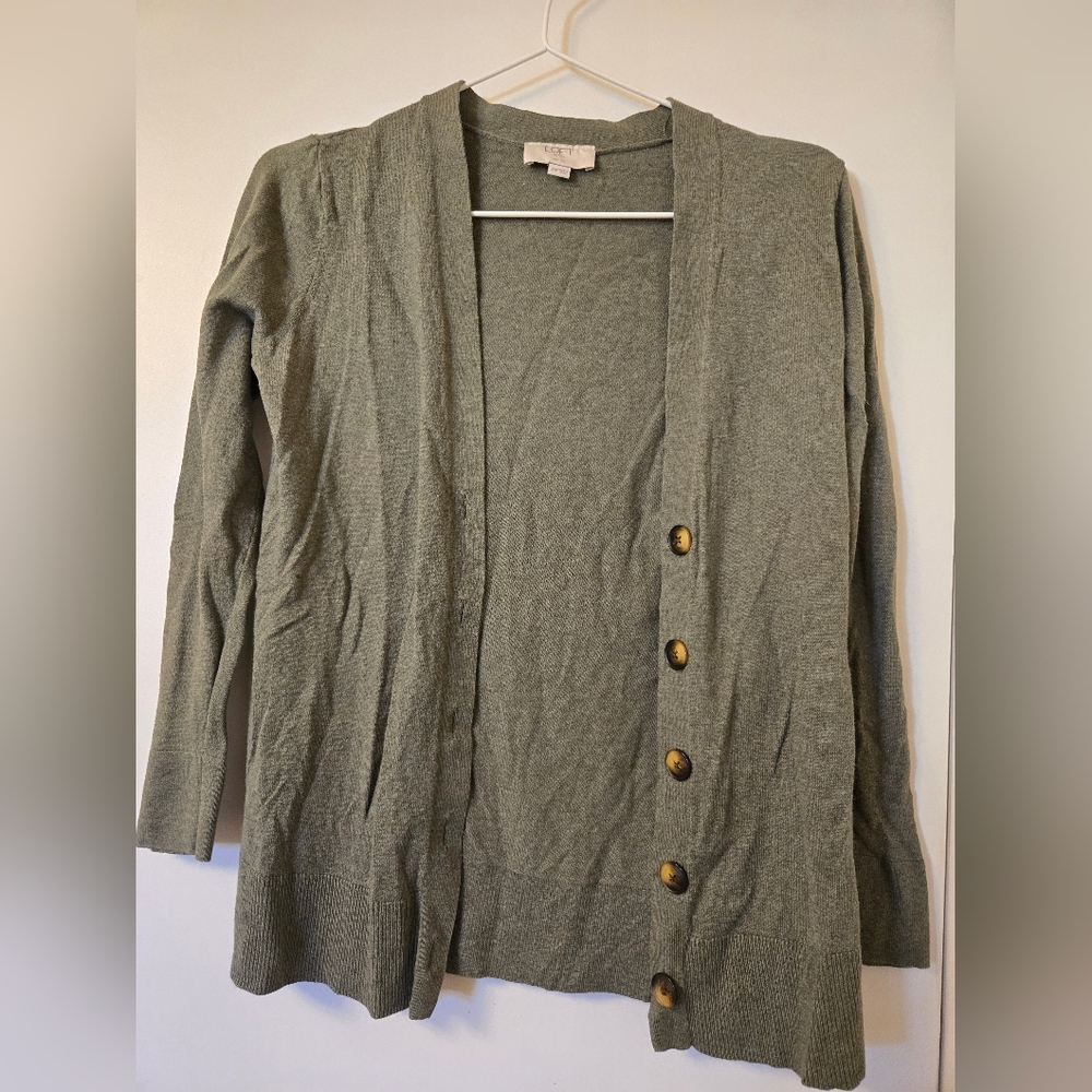 EUC LOFT Outlet Olive Button-Up‎ Cardigan